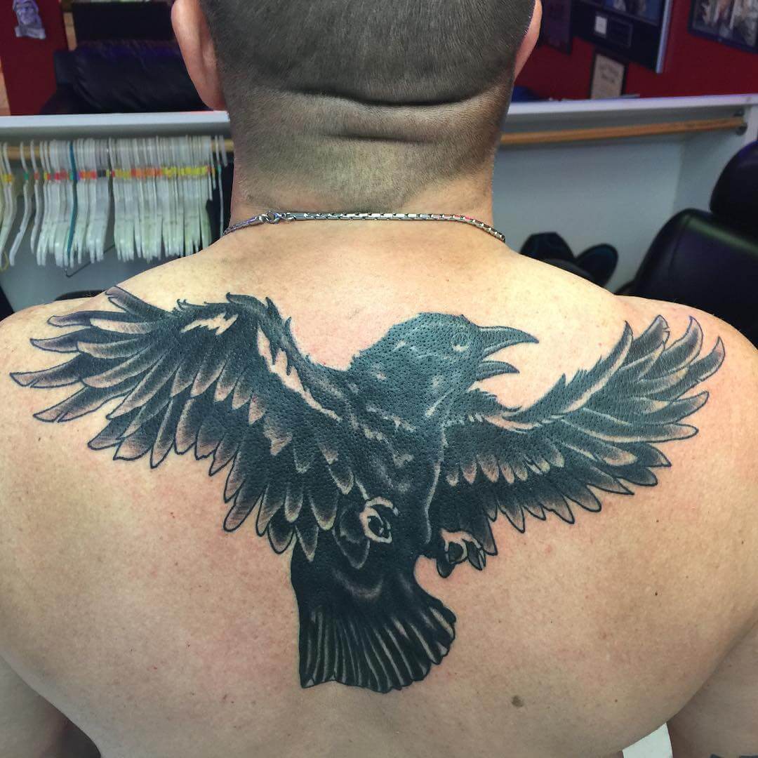 back crow tattoo for gents