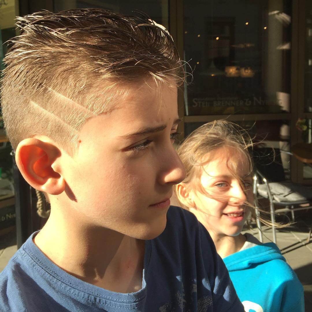 line designed faded haircut for boys