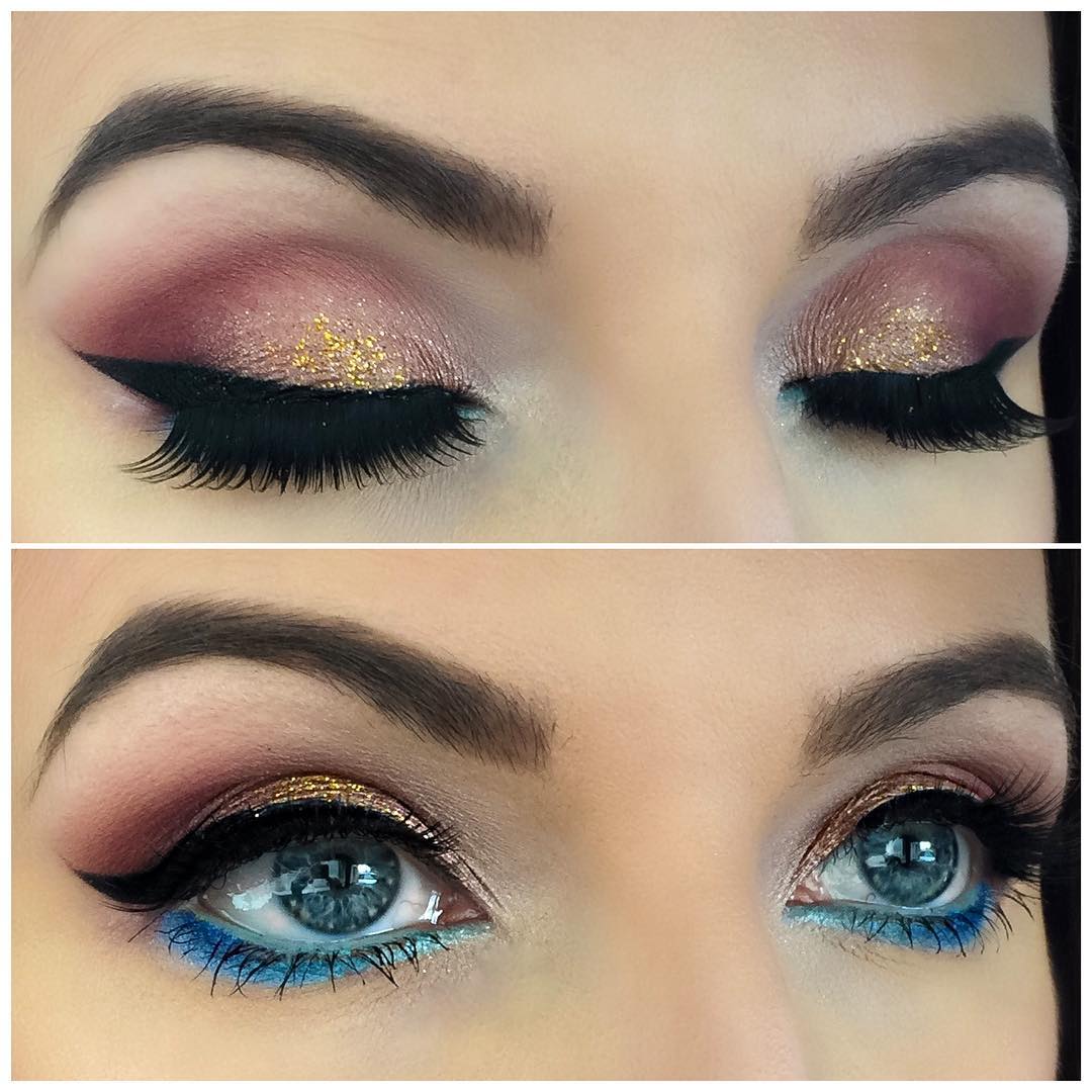 golden glitter eye makeup for parties 