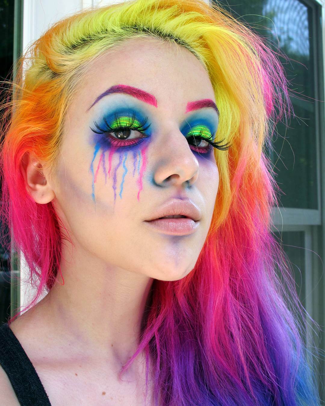 rainbow eyes with tears makeup 