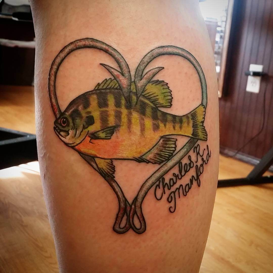 fish tattoo design with love symbol