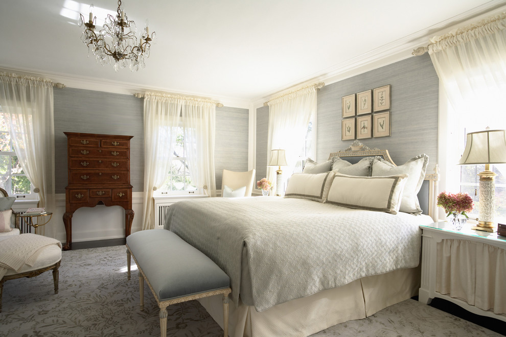 soothing slate blue and gray bedroom