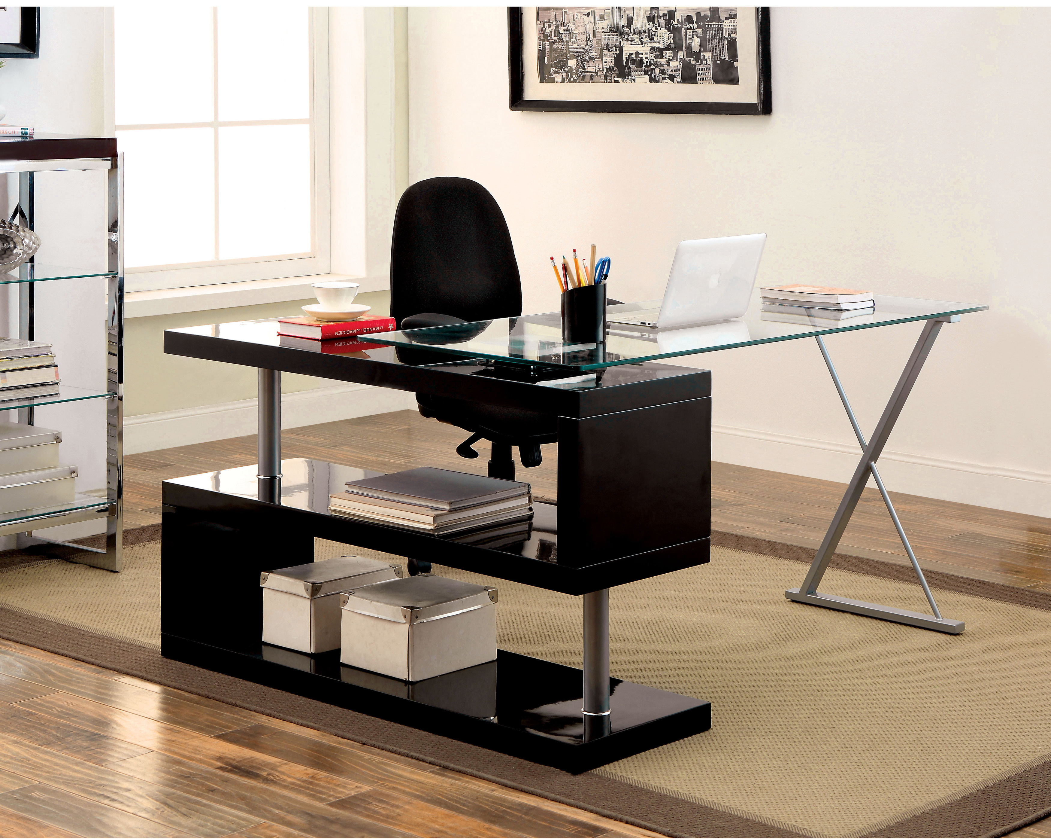 contemporary high gloss convertible executive desk