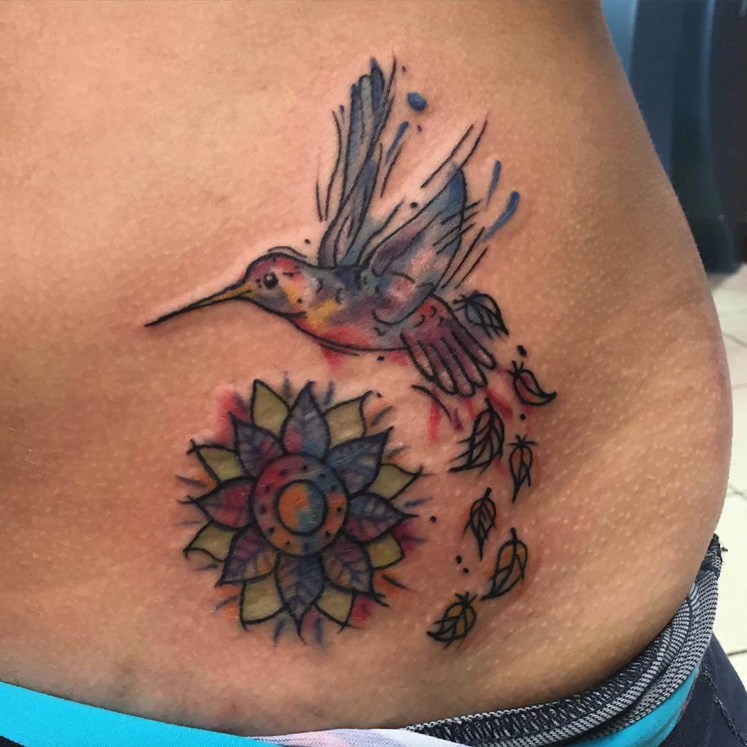 fashion hummingbird tattoo for hip 1
