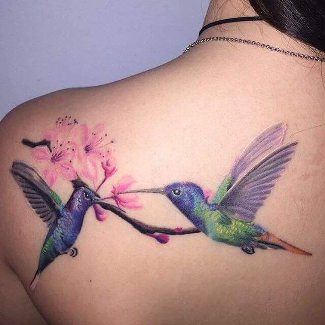 creative hummingbird flower tattoo 2