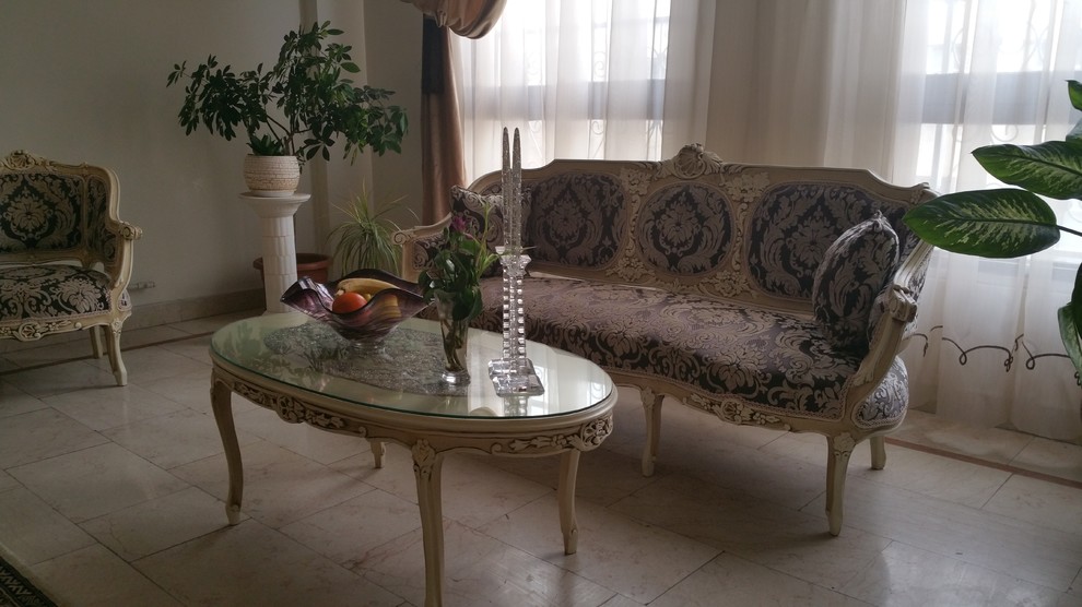 elegant living room with retro sofa