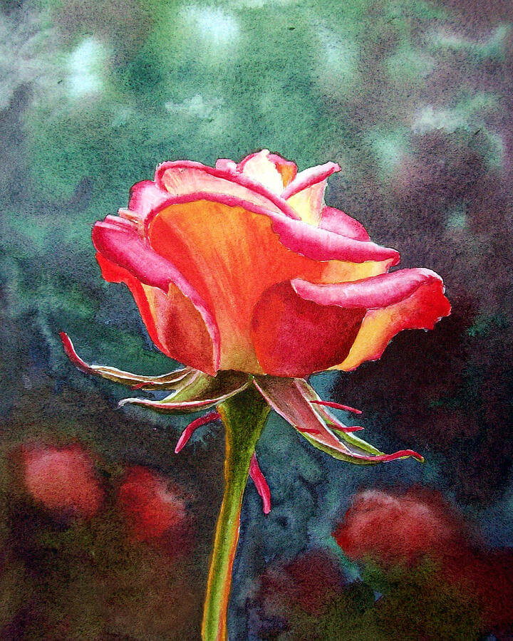 fresh rose painting