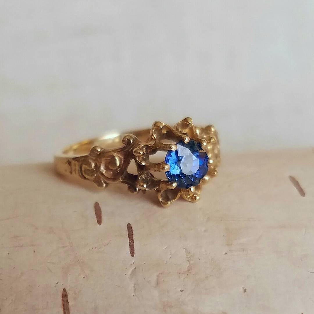 vintage blue diamond engagement ring