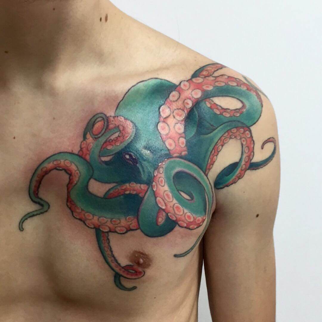 green octopus tattoo design 1