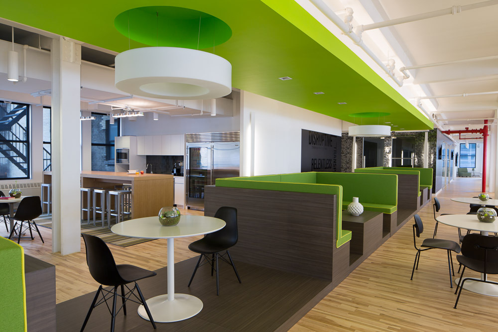 green and brown office inetrior design idea