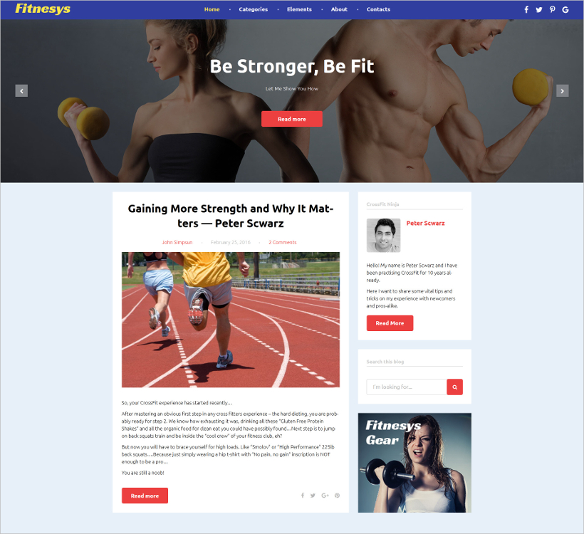fitness blog wordpress theme