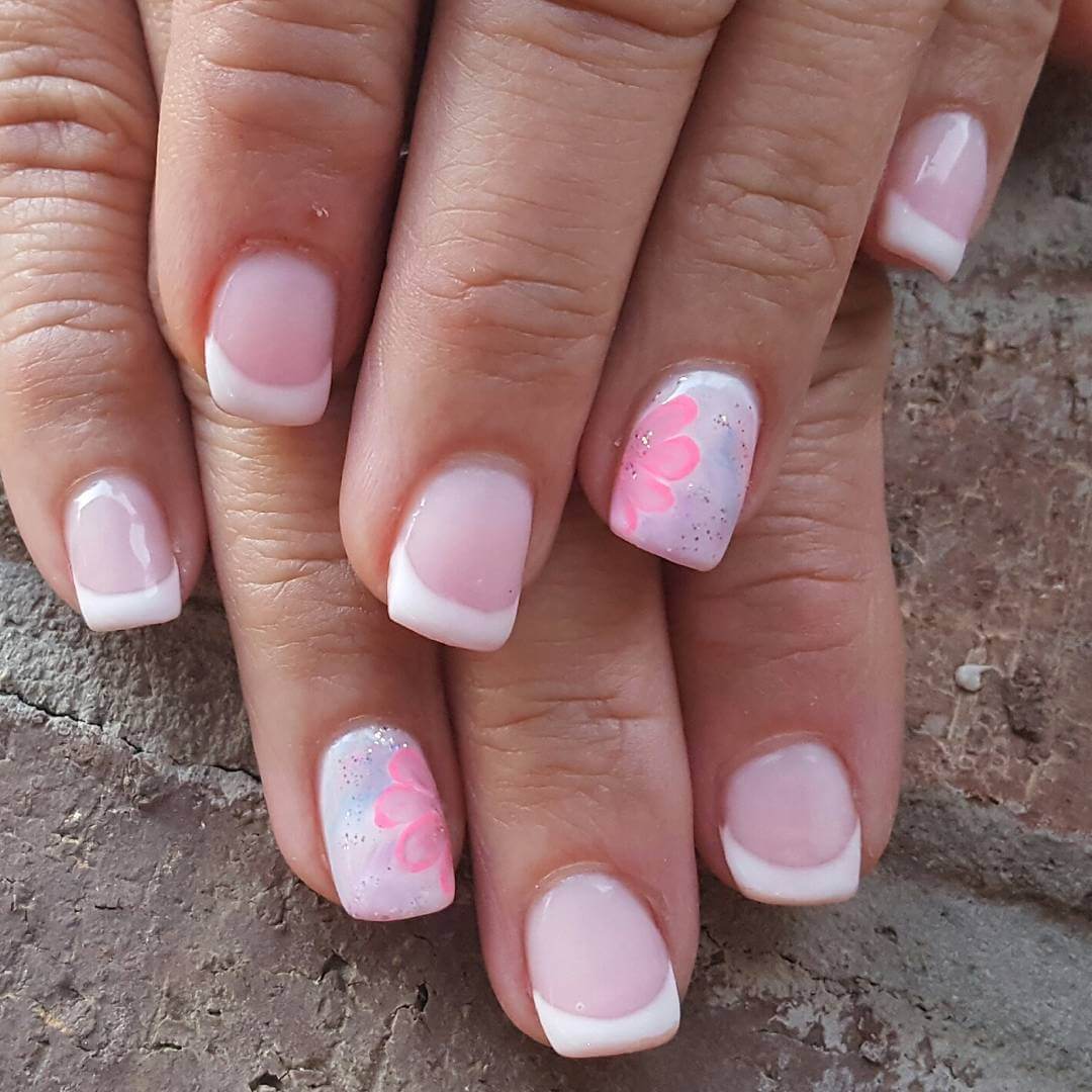 light pink french nail art 1