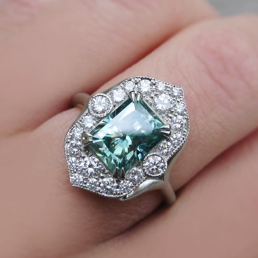 emerald cut diamond wedding band