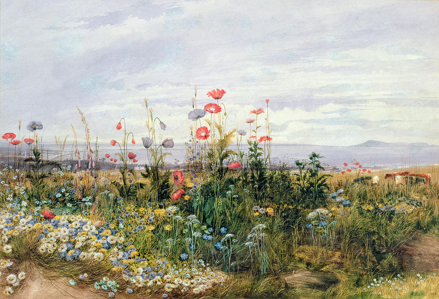 landscape flower watercolor painting