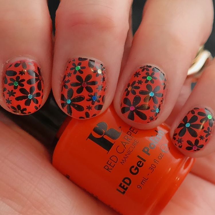 orange nail designs for short nails