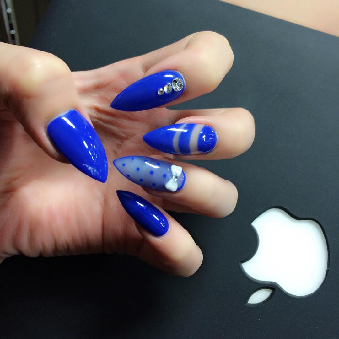 sharp royal blue nail art design