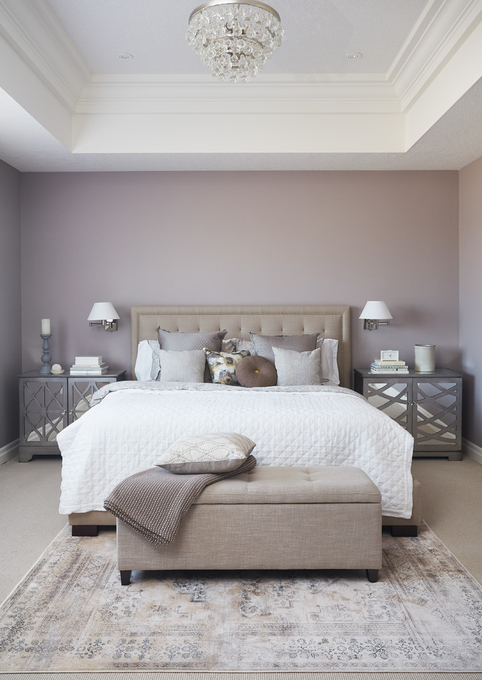 bedroom with purple walls looks modern
