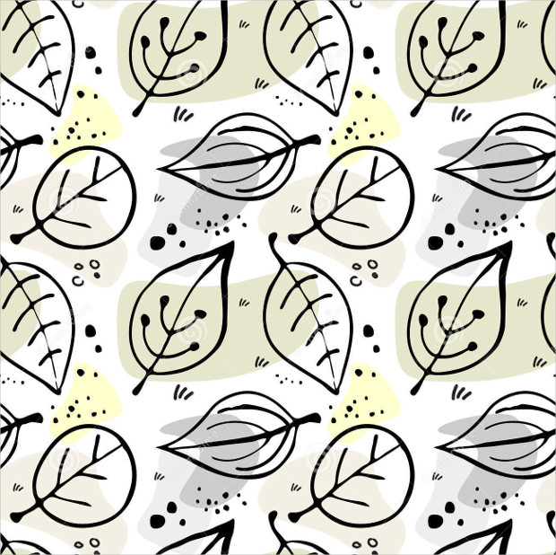 black and white leaves seamless pattern
