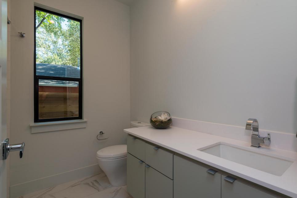 modern white bathroom with minimalist design