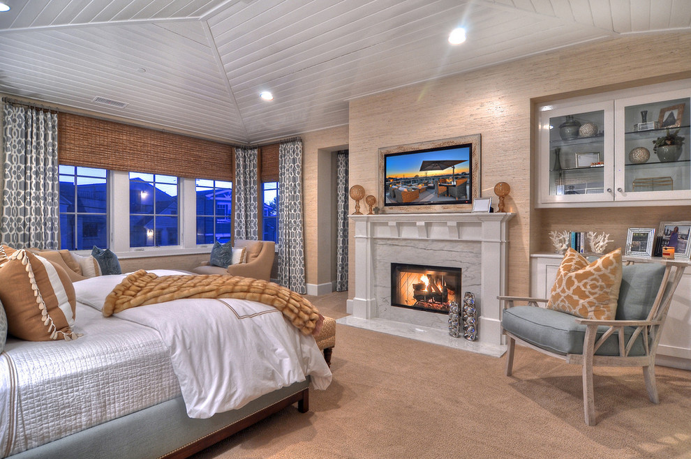 elegant white fireplace design in bedroom