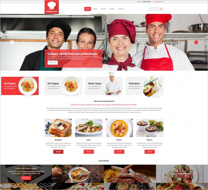 cooking school website template