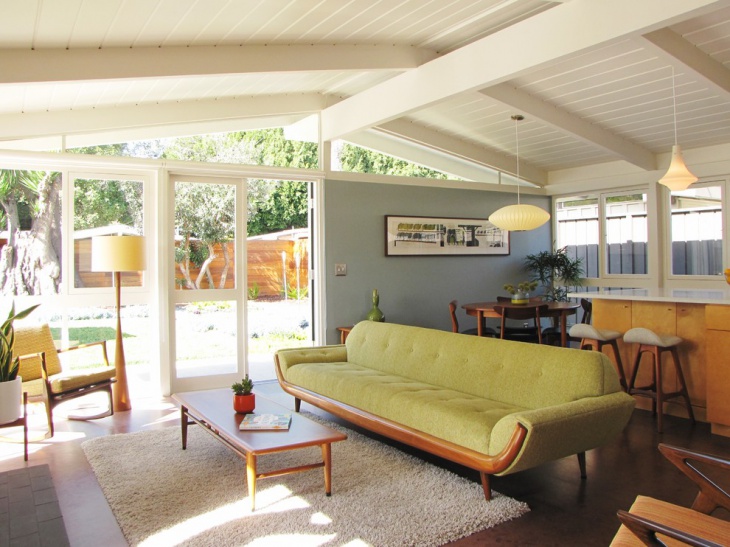 midcentury living room with vintage crouch
