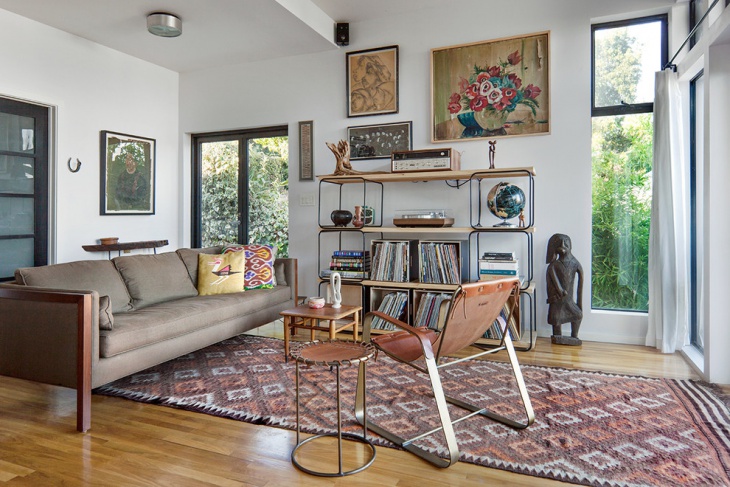scandinavian living room with retro designed furniture