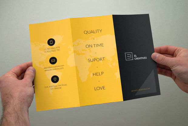 creative yellow trifold brochure