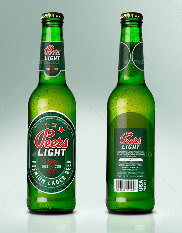 green beer bottle mockup