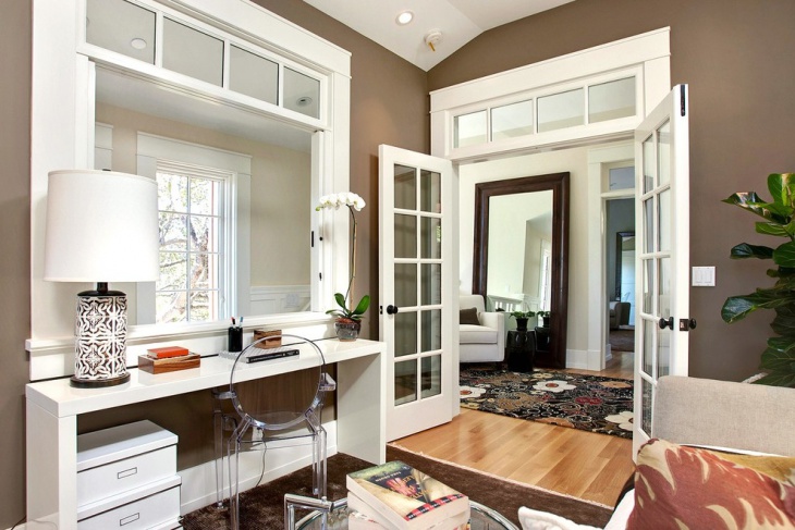 transitional home office with beautiful interior