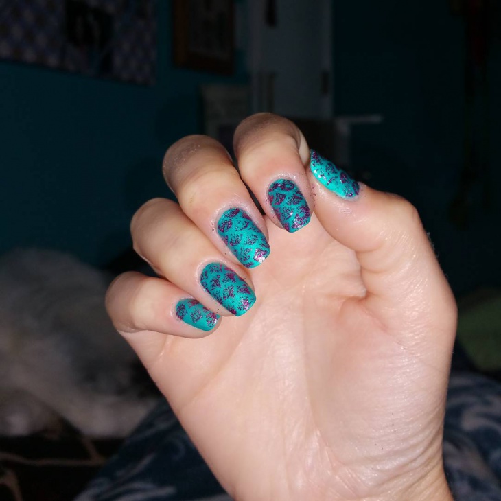 blue mermaid nail art