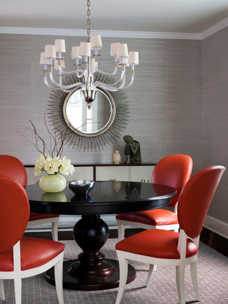 funky dining room with pendent light