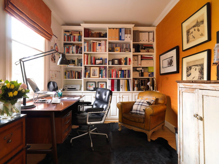 nice work space with book shelves design