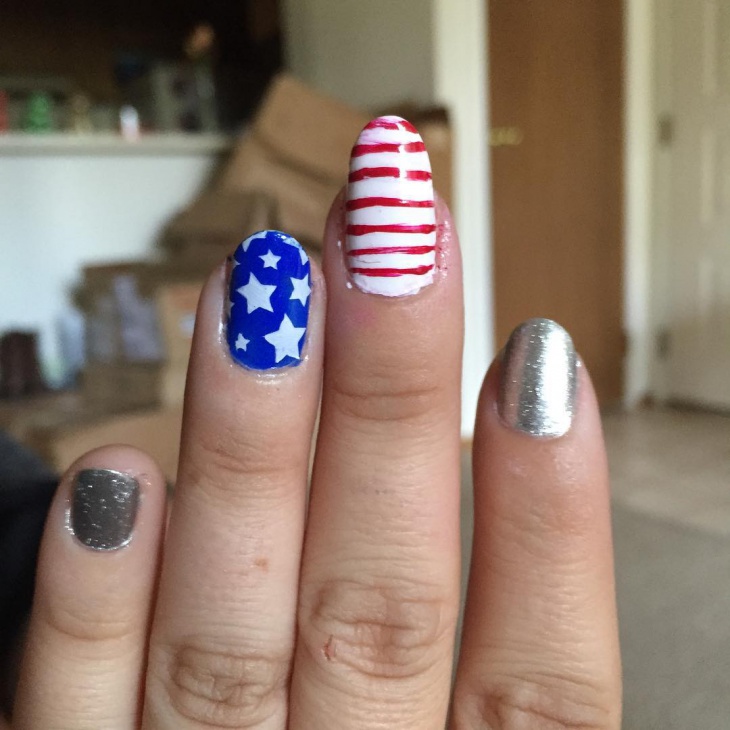 striped fourth of july nail art