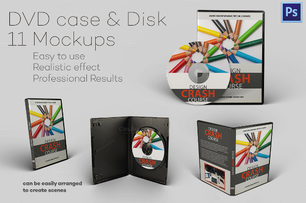 fully layered dvd case and disk mockup