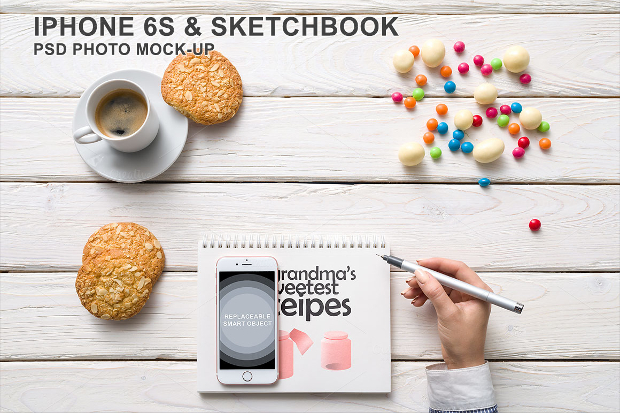 iphone and sketchbook mockup