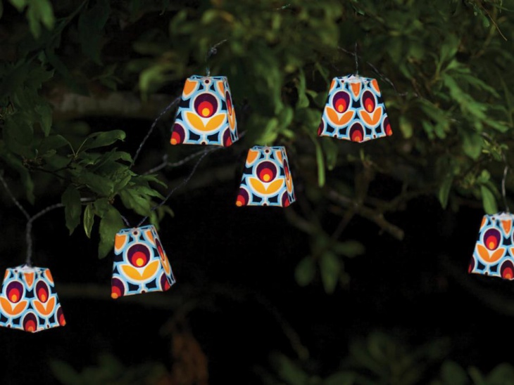 colorful solar string lights in night time parties