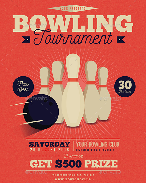 vintage bowling tournament flyer