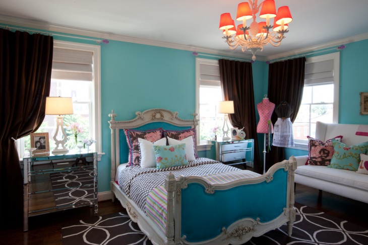 vintage style blue bedroom design