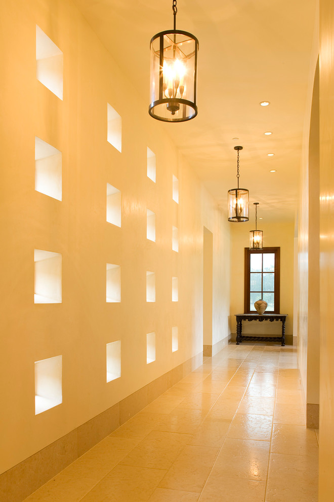 contemporary hall with beautiful lights hanging
