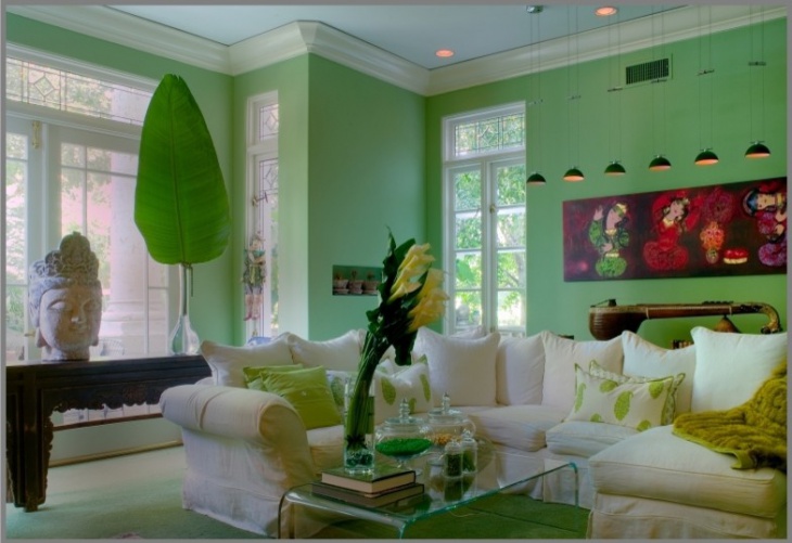 bold green family room design