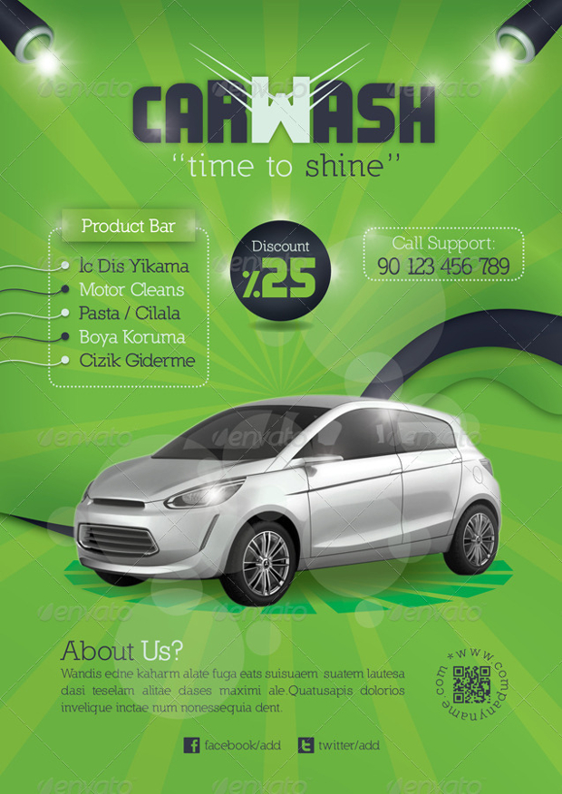 Automobile Car Wash Flyer Design