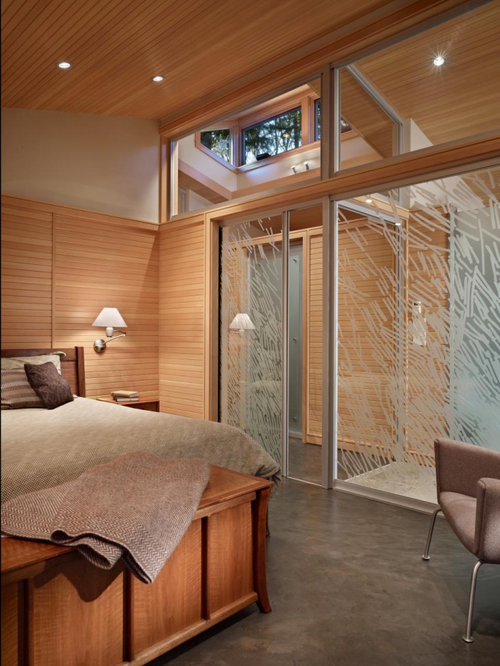 contemporary bedroom with ceiling ligts