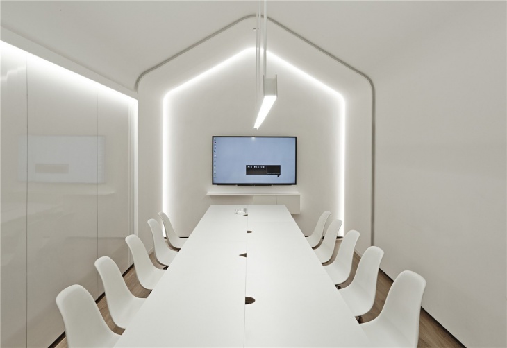 dreamy white office conference room