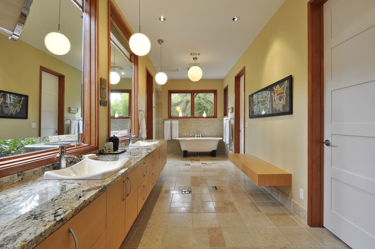 spacious bathroom with double vanity