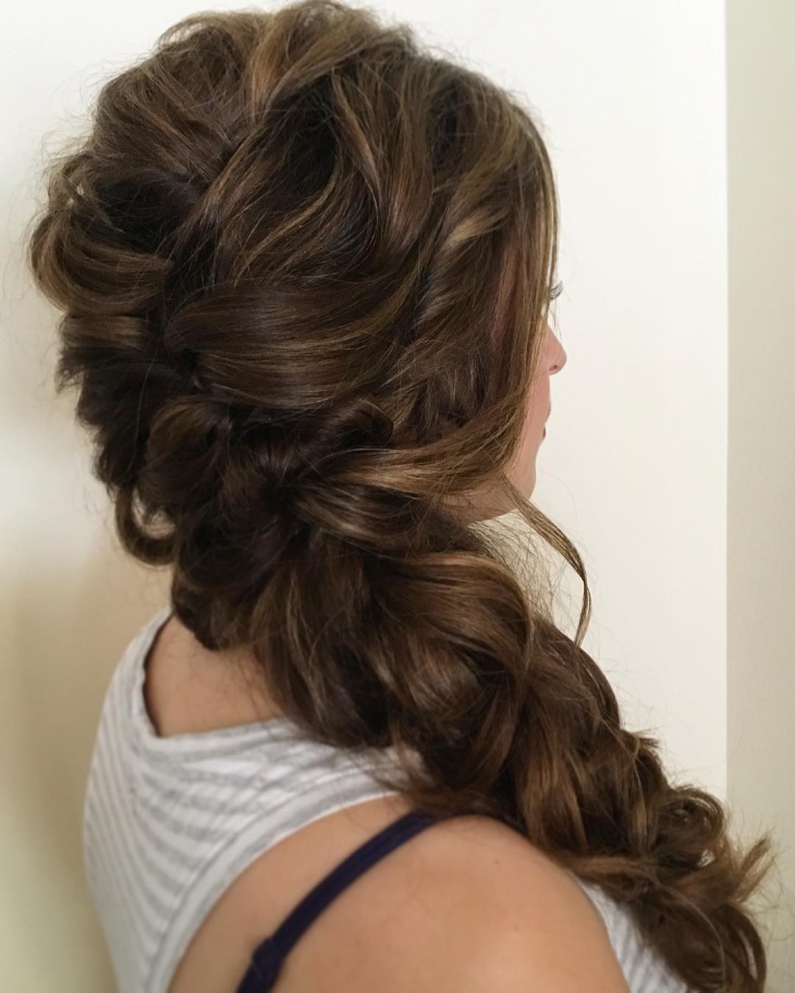 glamorous bridal curly french braid