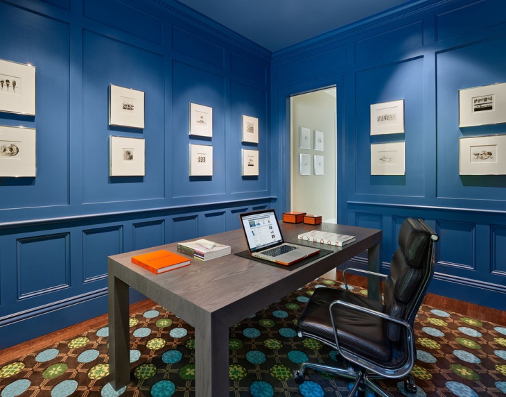 contemporary blue home office idea