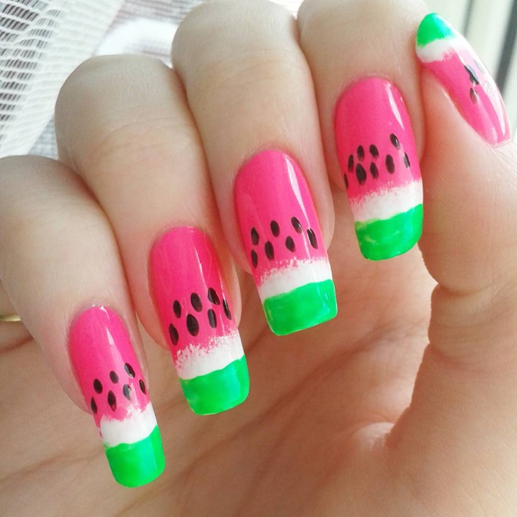 cute pink long nail art