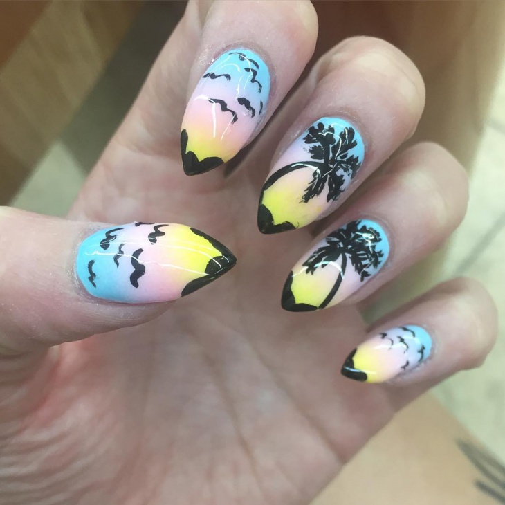 cute sunset nail design