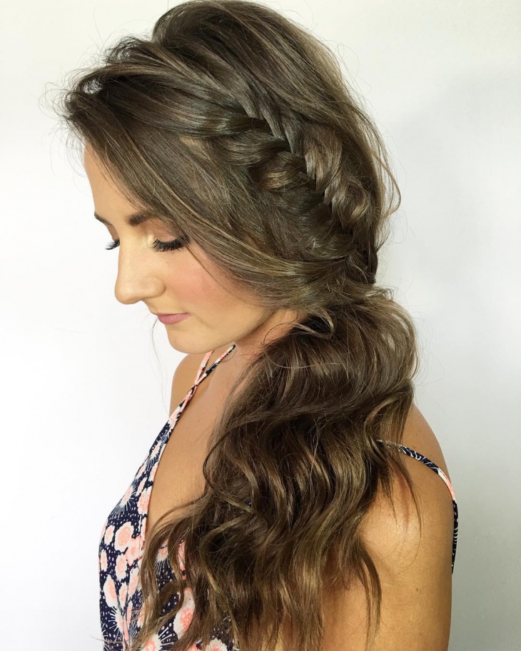 prom side braids and curls hair